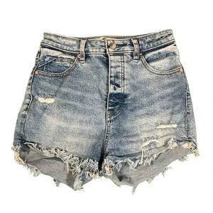We The Free People CRVY High Rise Shorts Women's 26 Raw Hem Denim Stretch Used
